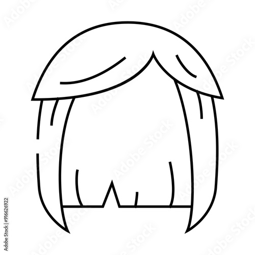 wig hair line icon vector. wig hair sign. isolated contour symbol black illustration