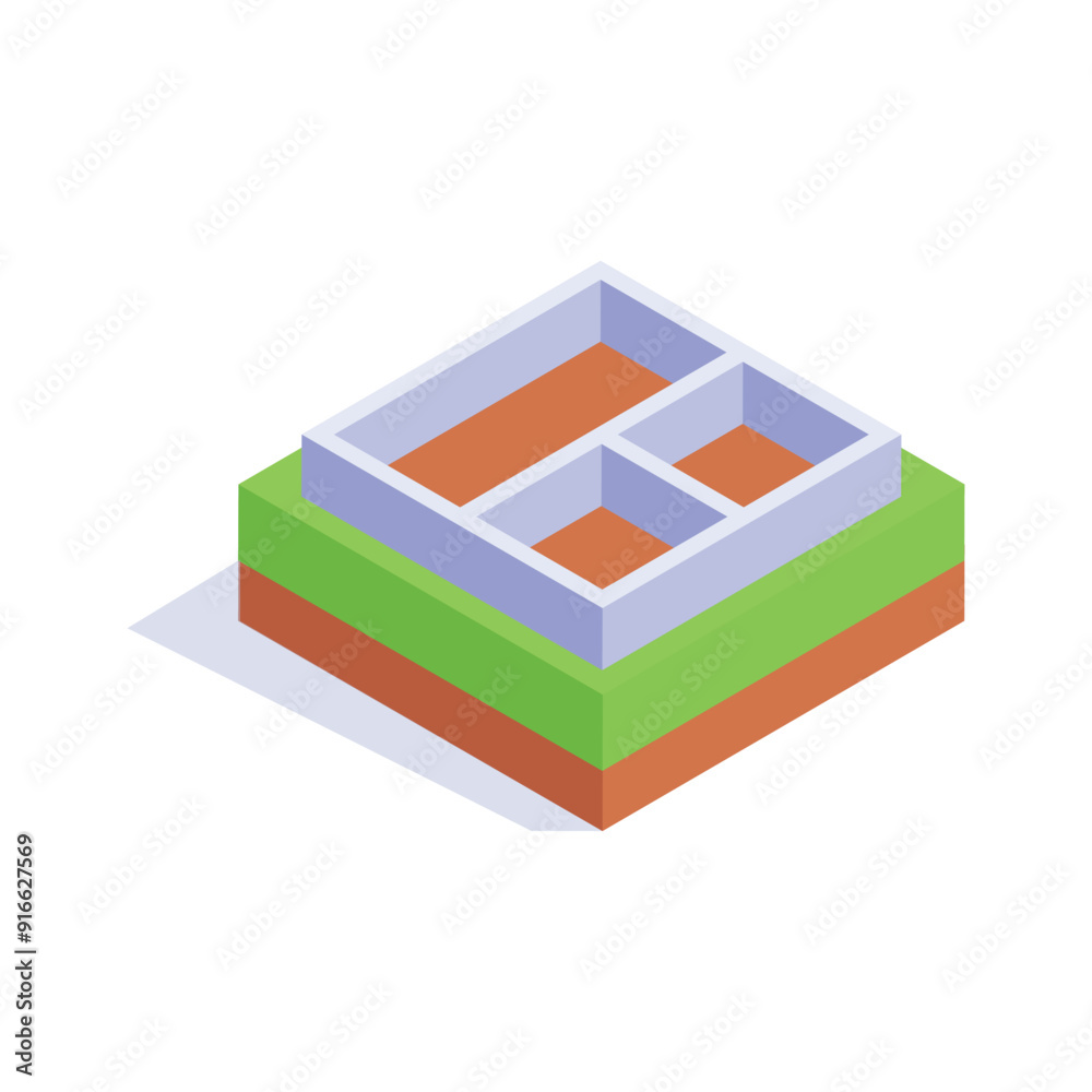 Get this creatively crafted floor plan isometric icon design Get this creatively crafted floor plan isometric icon design