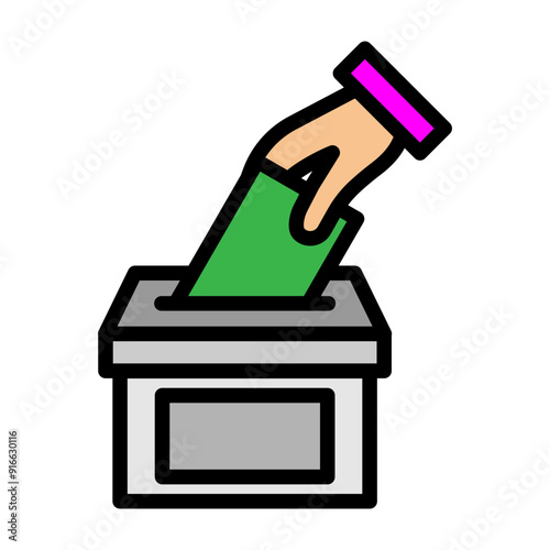 Voter Turnout Graph Vector Filled Icon Design