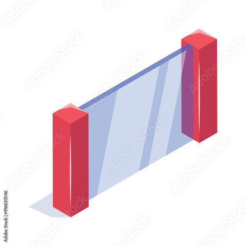 An isometric icon of window installation, glass pane vector design