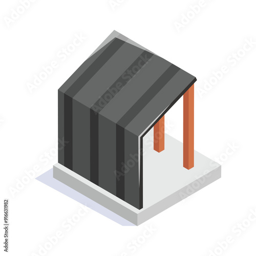 Creatively crafted isometric icon of temporary shelter, house construction vector design