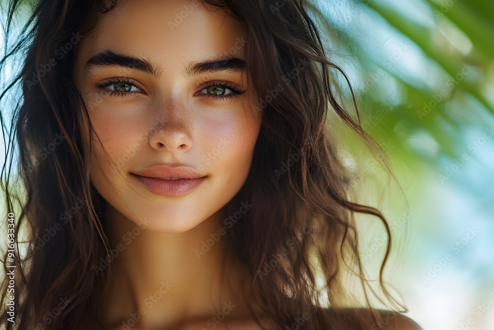 Serene Beauty. Young woman enjoying a peaceful moment in nature Serene Beauty. Young woman enjoying a peaceful moment in nature