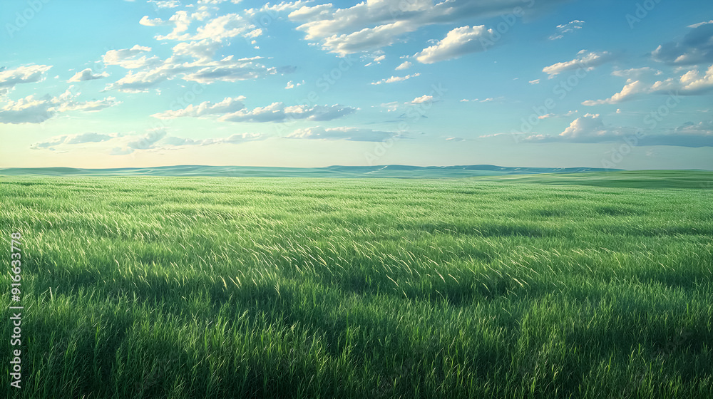 Fototapeta premium vast grasslands, the azure sky. In this serene expanse this picturesque backdrop