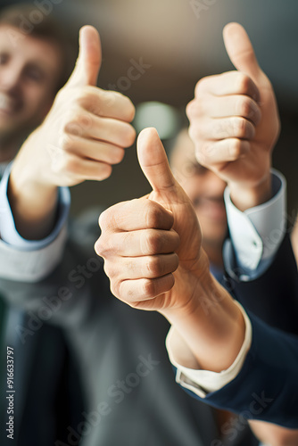 People with different skin colors stand up with their thumbs