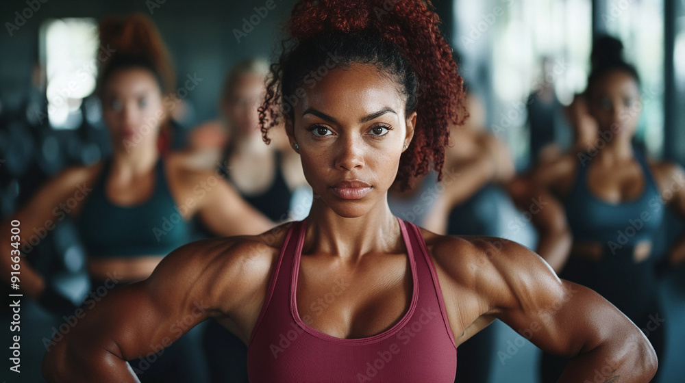 Capture a diverse group of women in a strength training class. Capture a diverse group of women in a strength training class.
