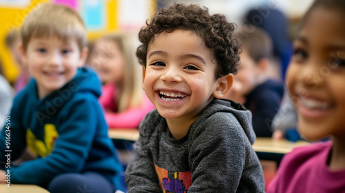 Capture moments of joy in a diverse classroom setting.