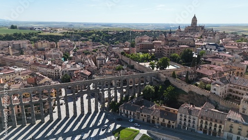 Aqueduct of Segovia Spain drone,aerial . photo