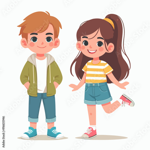 boy and girl flat illustration