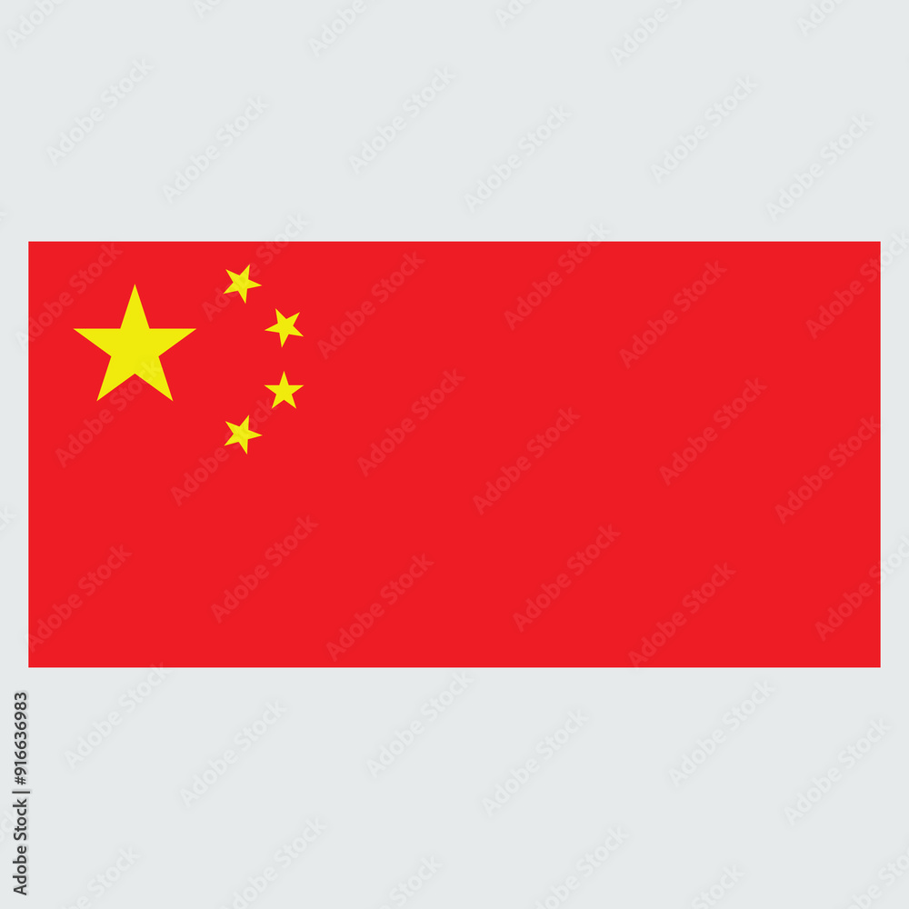 High-Quality China Flag Vector : High-quality printing for educational materials, books, and magazines.