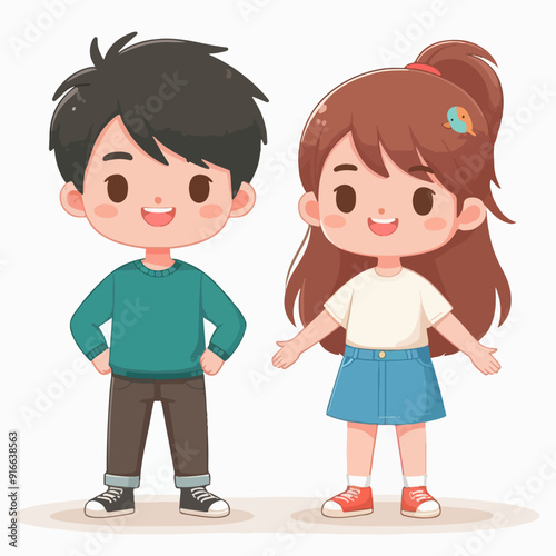 boy and girl flat illustration