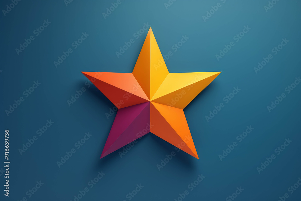 Abstract Starburst: A vibrant, origami-style star with a gradient of orange and purple hues against a deep blue background, symbolizing aspiration, achievement, and the pursuit of excellence. Abstract Starburst: A vibrant, origami-style star with a gradient of orange and purple hues against a deep blue background, symbolizing aspiration, achievement, and the pursuit of excellence.