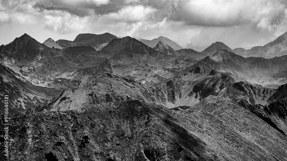 Black and white landscape of the Pirin Mountains, Bulgaria. Black and white landscape of the Pirin Mountains, Bulgaria.