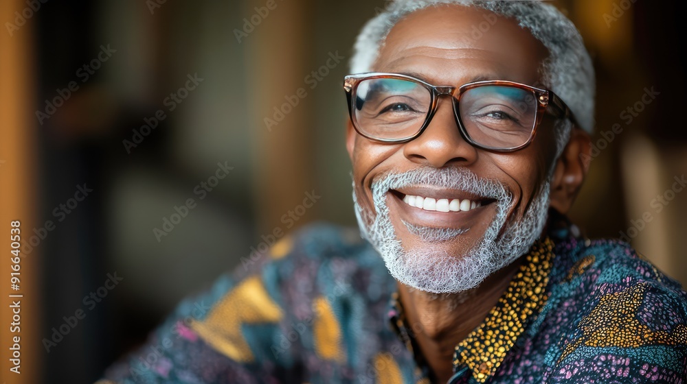 Generative artificial intelligence, close-up portrait of african american funny happy senior retiree. AI generation Generative artificial intelligence, close-up portrait of african american funny happy senior retiree. AI generation