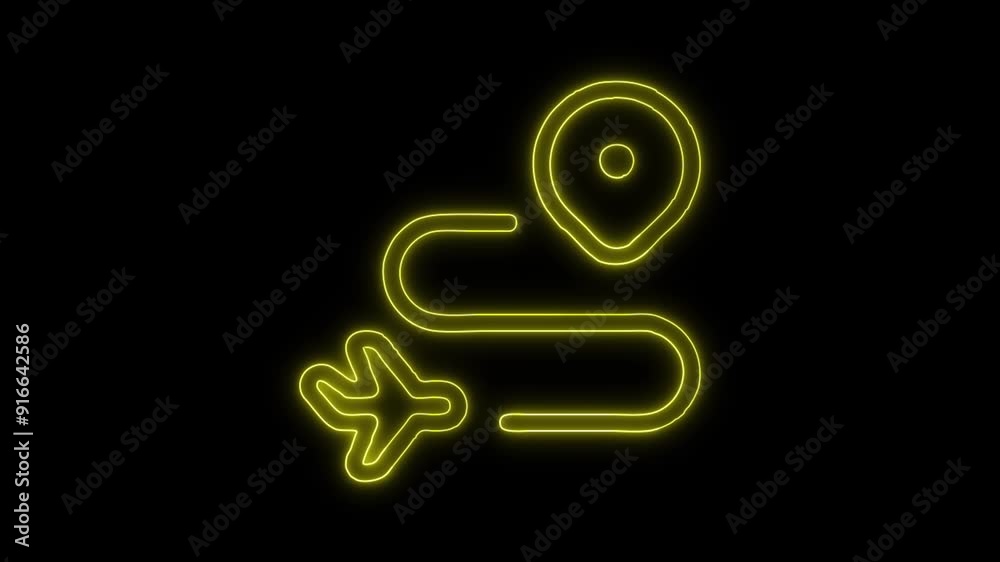 Airplane Journey Icon Isolated on Black Background. 4K Ultra HD Video Motion Graphic Animation Airplane Journey Icon Isolated on Black Background. 4K Ultra HD Video Motion Graphic Animation