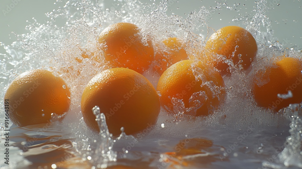 Fresh and Vibrant Oranges Splashed in a Liquid Explosion Against a Bright Clean Background – Surreal Style, Realistic High-Resolution Detail Fresh and Vibrant Oranges Splashed in a Liquid Explosion Against a Bright Clean Background – Surreal Style, Realistic High-Resolution Detail