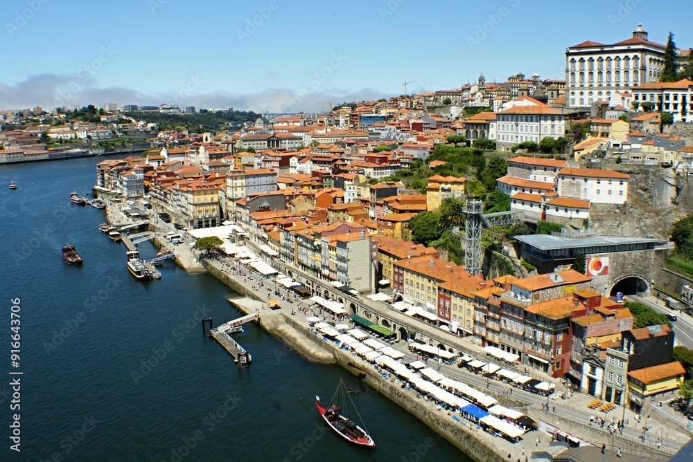 Typical Porto panoramic view with Douro river from the Louis I bridge - Portugal Typical Porto panoramic view with Douro river from the Louis I bridge - Portugal