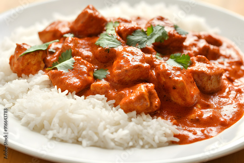 Indian chicken tikka masala with rice 