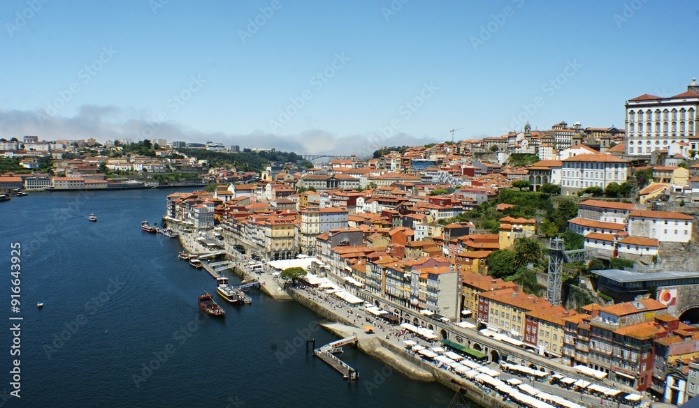 Typical Porto panoramic view with Douro river from the Louis I bridge - Portugal Typical Porto panoramic view with Douro river from the Louis I bridge - Portugal