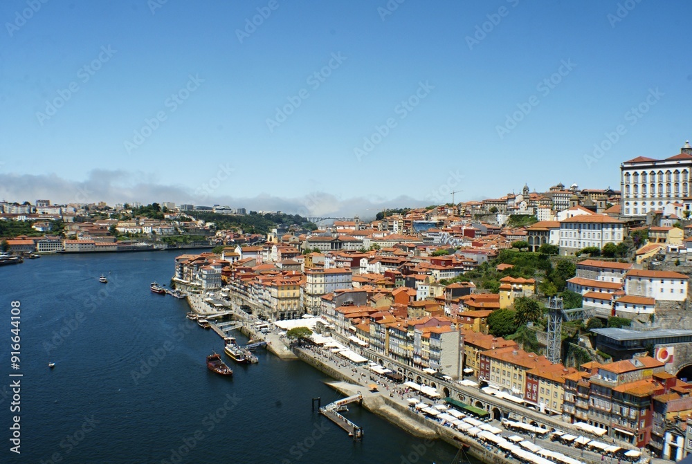 Typical Porto panoramic view with Douro river from the Louis I bridge - Portugal Typical Porto panoramic view with Douro river from the Louis I bridge - Portugal