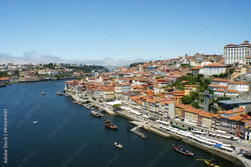 Typical Porto panoramic view with Douro river from the Louis I bridge - Portugal Typical Porto panoramic view with Douro river from the Louis I bridge - Portugal