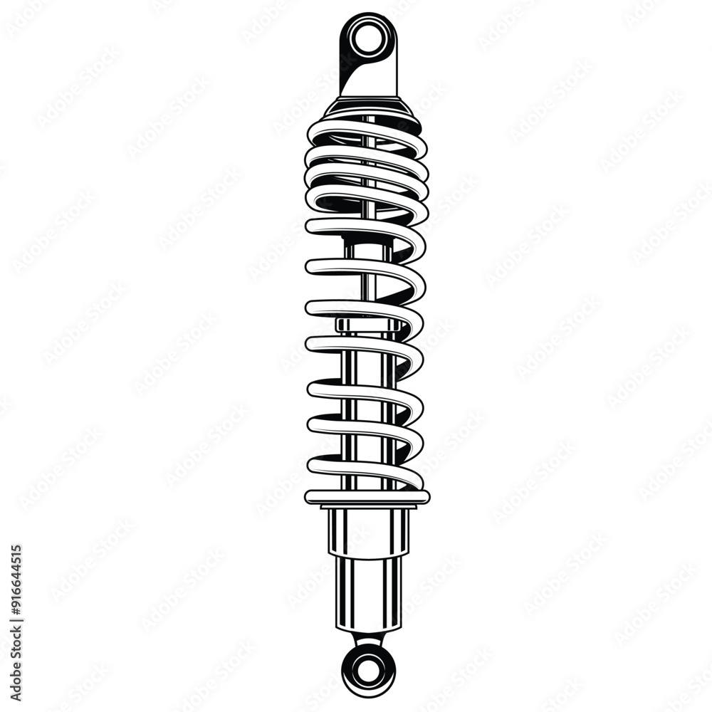 illustration of motorcycle suspension springs. Shock absorber vector illustration