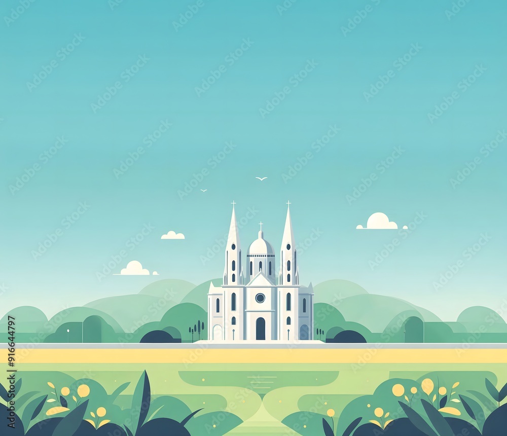 Naklejka premium Minimal Flat design of São Paulo Cathedral, Brazil.