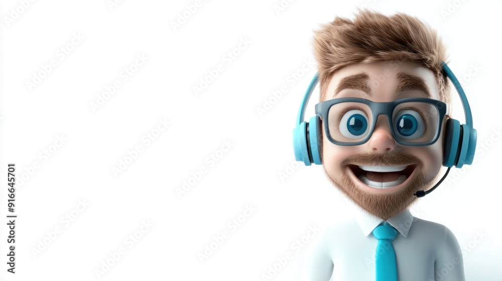 3D clip art of an analyst with a headset, bright and clean atmosphere, white background, clear colors, separate layers 3D clip art of an analyst with a headset, bright and clean atmosphere, white background, clear colors, separate layers