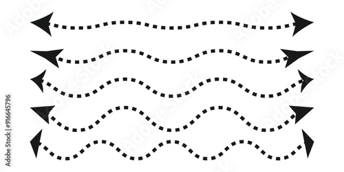 Horizontal dual sided long straight arrow signs. Black, red, stock pointer, direction, position symbol and double arrow icon. Long Black arrow. 