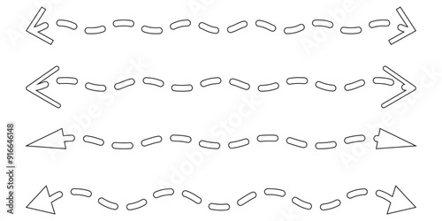 Horizontal dual sided long straight arrow signs. Black, red, stock pointer, direction, position symbol and double arrow icon. Long Black arrow. 