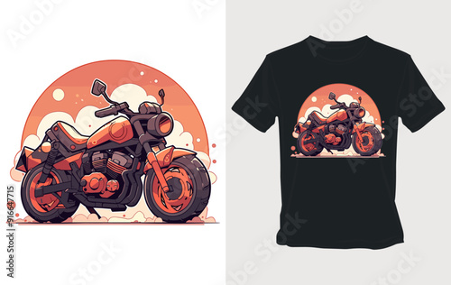 Orange Motorcycle T-Shirt Design