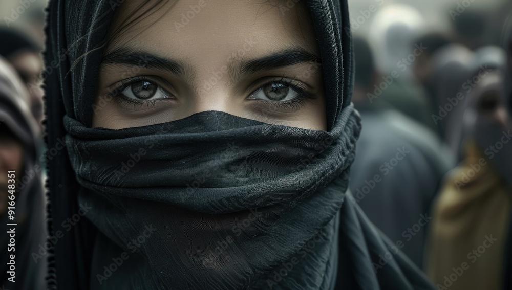 Naklejka premium Mysterious Eyes, Covered in a Veil