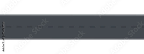 Road highway marking elements. Grey road, white line. Vector illustration