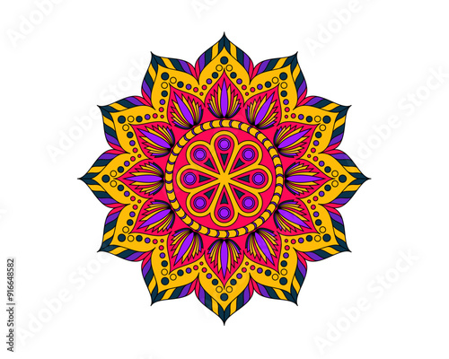 Vector illustration of hand drawn mandala isolated on white background.