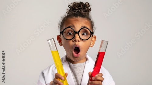 The little girl scientist. photo