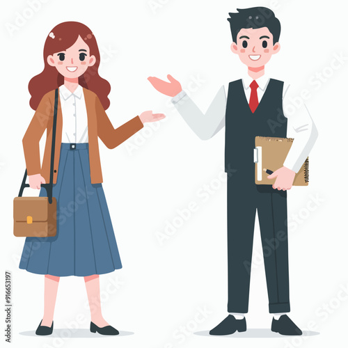 teacher and student flat illustration