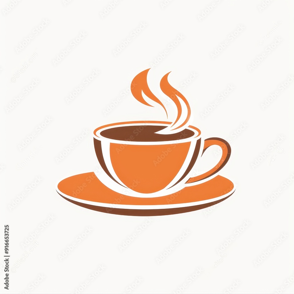 Obraz premium Simple coffee cup logo design with steaming beverage