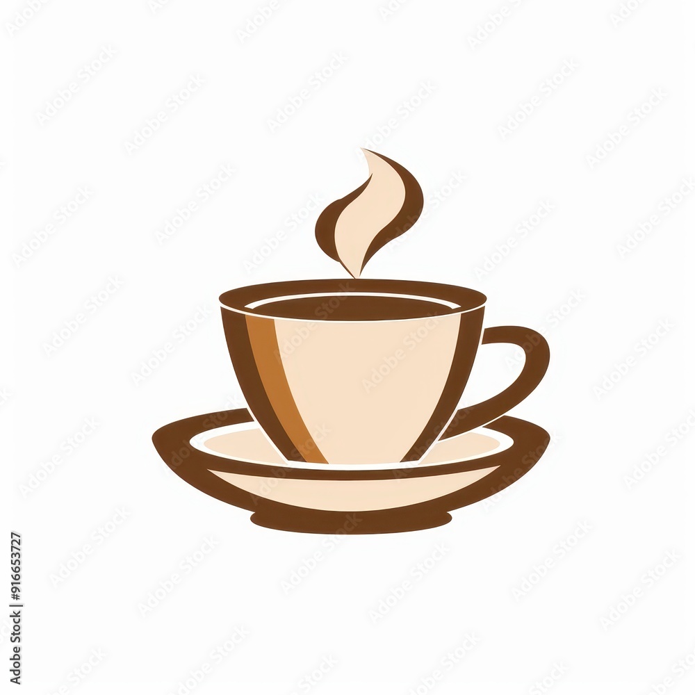 Flat vector logo of a coffee cup with steam on a simple background Flat vector logo of a coffee cup with steam on a simple background