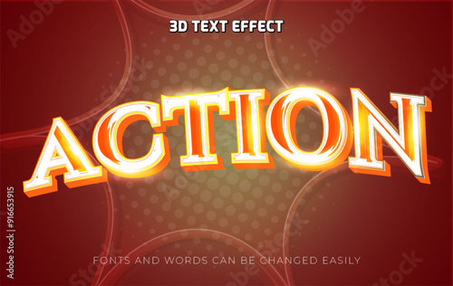 Action glow 3d editable text effect style