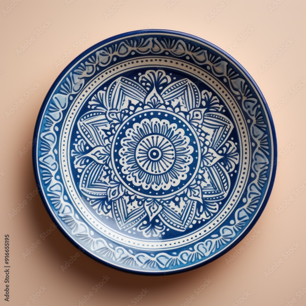Decorative Moroccan ceramic hand painted plate, handmade, isolated, closeup top view. Decorative Moroccan ceramic hand painted plate, handmade, isolated, closeup top view.