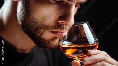 Man Smelling Glass of Brandy