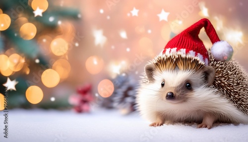 ハリネズミとクリスマスとコピースペース（hedgehog and christmas and copy space）
