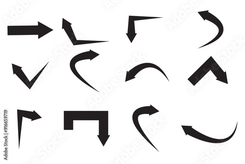 Curved arrow icons. curved arrows set. arrow symbol collection. vector