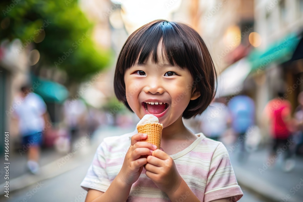 Happy child eating ice cream Happy child eating ice cream