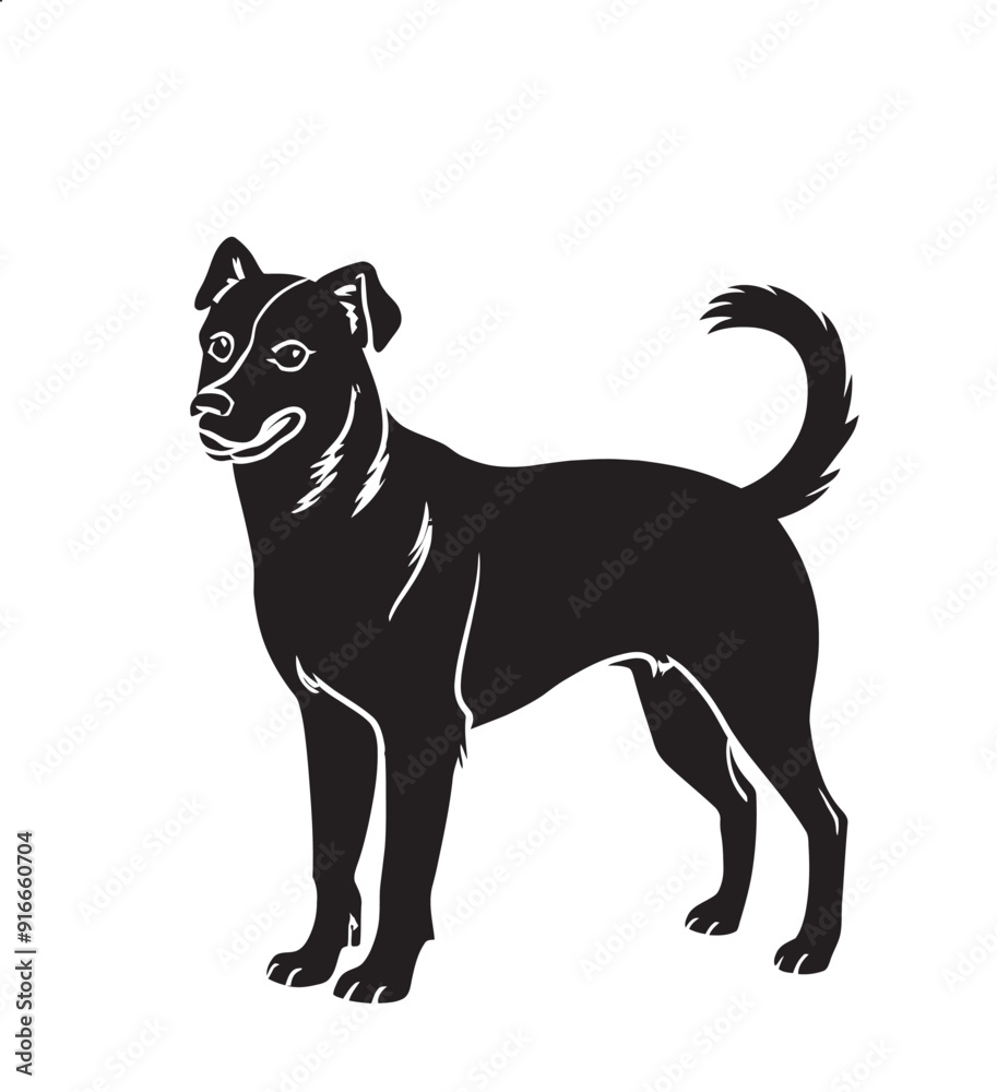 Black and White Dog Silhouette Vector Illustration, Loyal Dog Silhouette Editable Vector Graphic Black and White Dog Silhouette Vector Illustration, Loyal Dog Silhouette Editable Vector Graphic