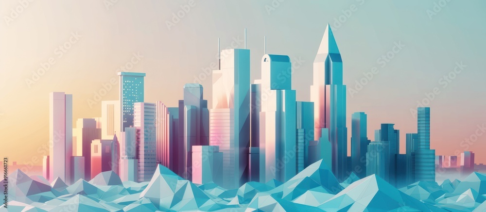 Modern Cityscape with Geometric Design Modern Cityscape with Geometric Design