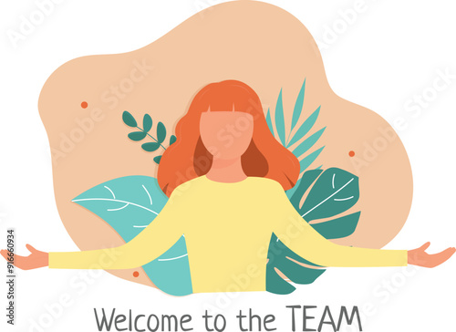 Flat Vector Illustration of Welcome To The Team, Good Relationship in Company