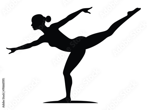 Dancer Pose Silhouette on White Background