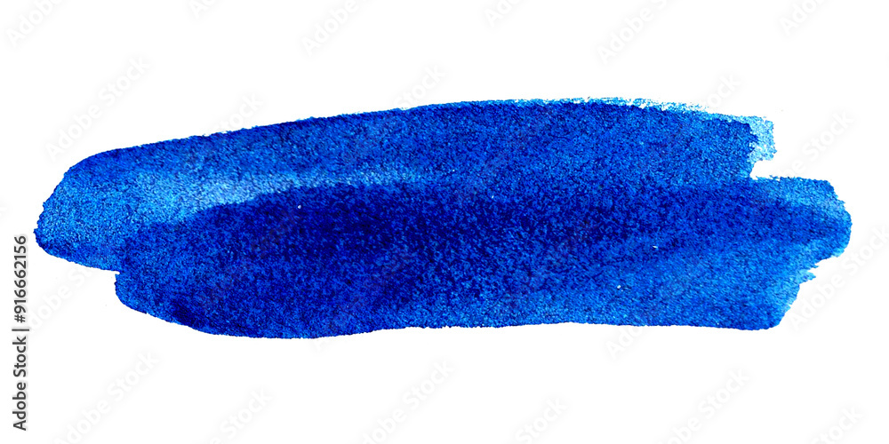 Fototapeta premium Ultramarine blue watercolor double vibrant stroke on a white background