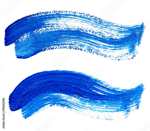 Ultramarine blue wavy dry brush strokes on a white background
