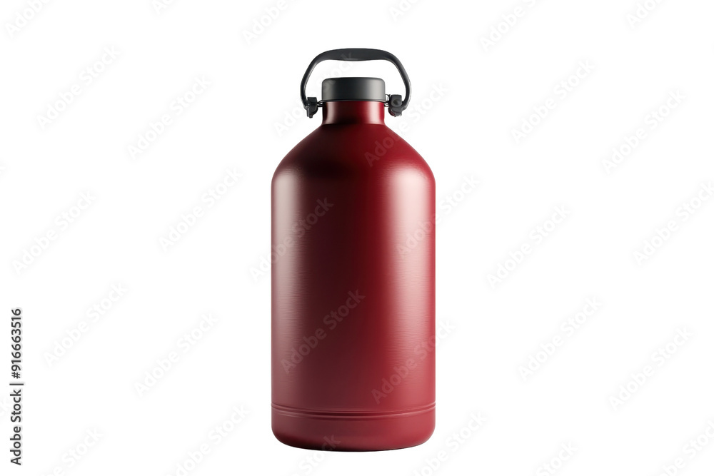 Red metal water bottle with a black cap on a transparent background. Perfect for hydration during sports, travel, and everyday use. Eco-friendly and reusable. Red metal water bottle with a black cap on a transparent background. Perfect for hydration during sports, travel, and everyday use. Eco-friendly and reusable.
